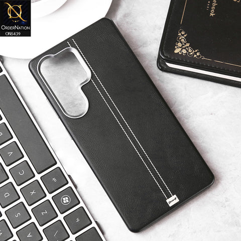 Samsung Galaxy S23 Ultra Cover - Black -Premium  Leather Liner Shell Case