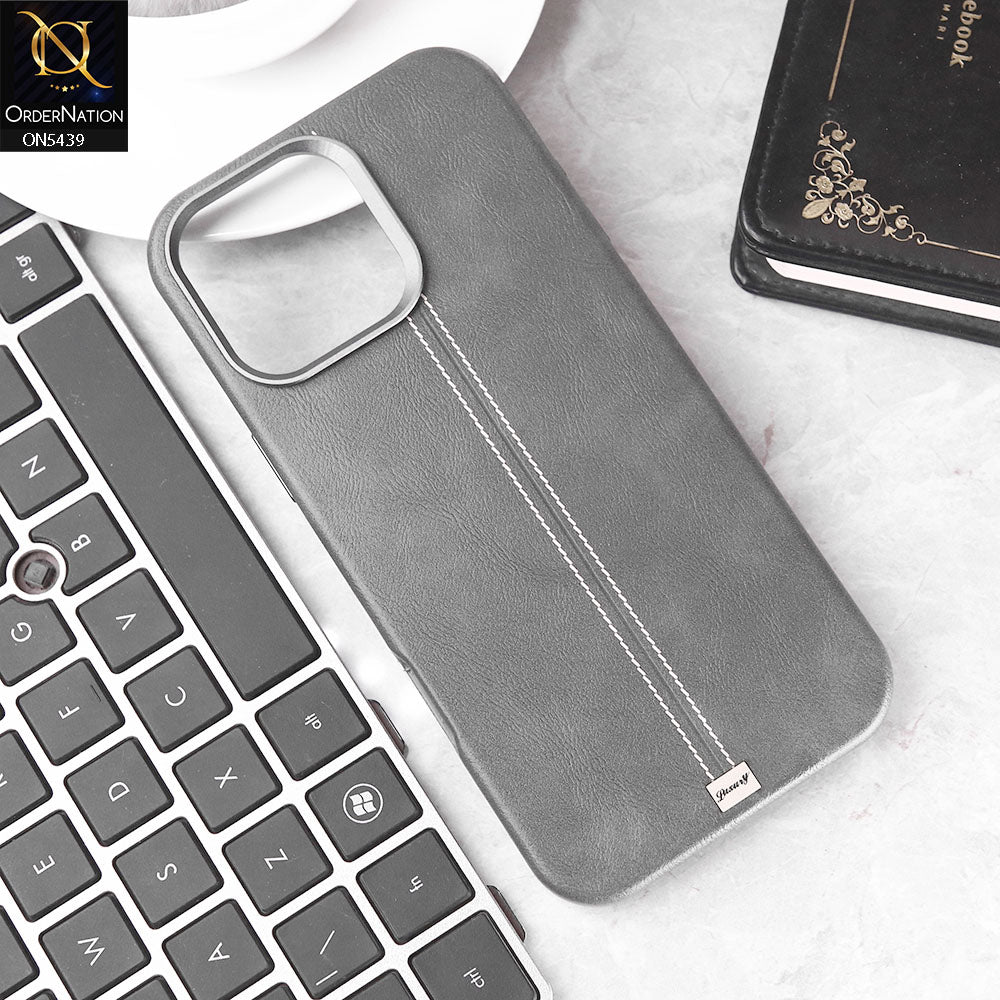 iPhone 15 Pro Max Cover - Gray - Premium  Leather Liner Shell Case