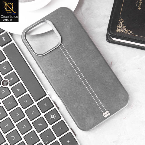 iPhone 15 Pro Max Cover - Gray - Premium  Leather Liner Shell Case