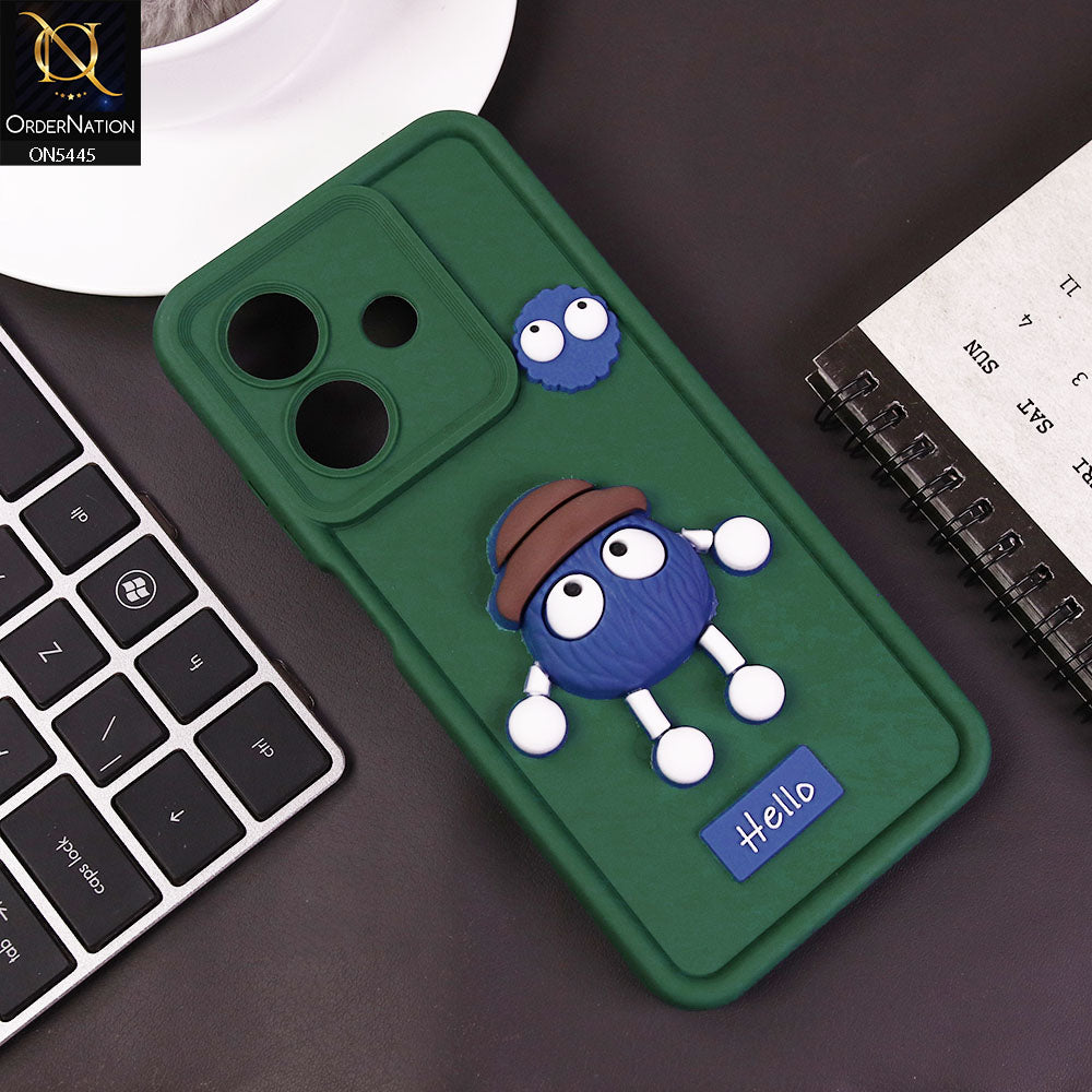 Oppo A40 Cover - Green - Cute 3D Cartoon Soft Case