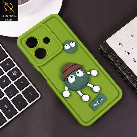 Oppo A3x 4G Cover - Light Green - Cute 3D Cartoon Soft Case