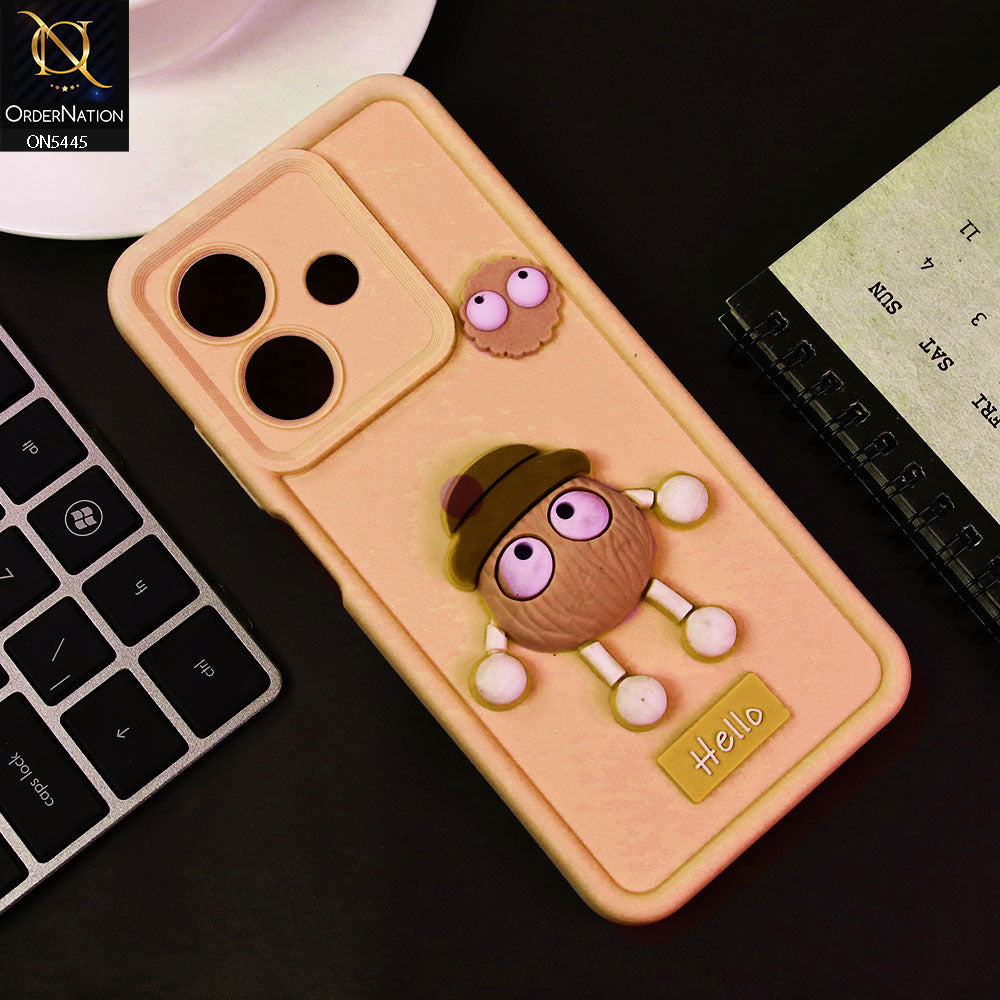 Oppo A3 5G Cover - Light Pink - Cute 3D Cartoon Soft Case