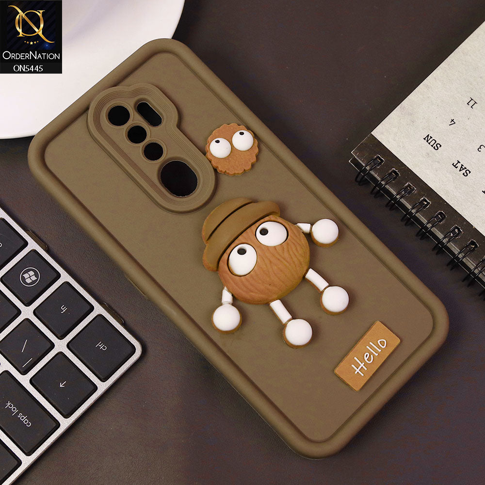 Oppo A5 2020 Cover - Brown - Cute 3D Cartoon Soft Case