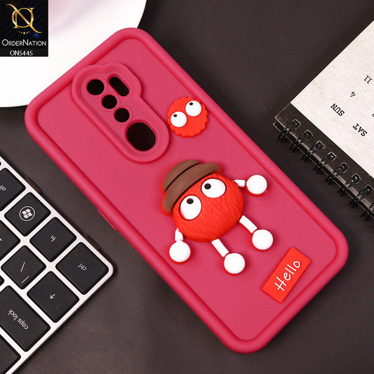 Oppo A9 2020 Cover - Dark Pink - Cute 3D Cartoon Soft Case