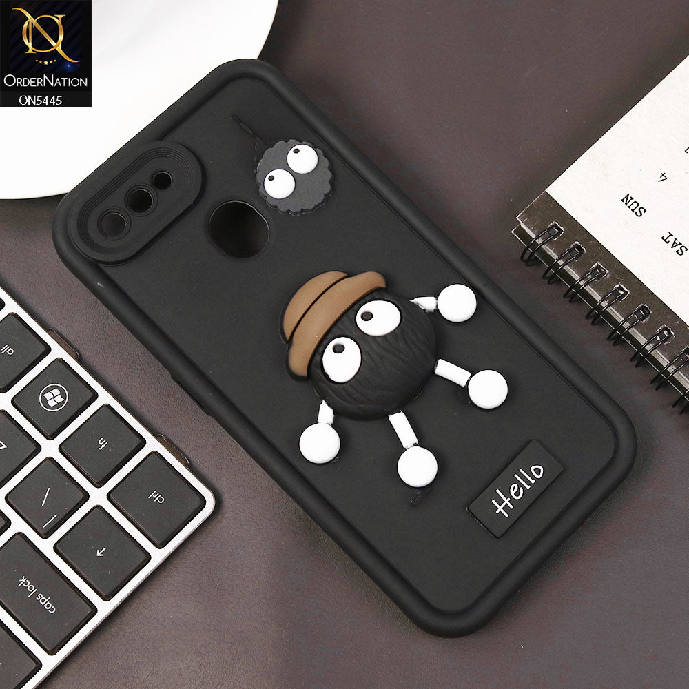 Oppo A12 Cover - Black - Cute 3D Cartoon Soft Case
