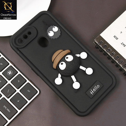 Oppo A12 Cover - Black - Cute 3D Cartoon Soft Case