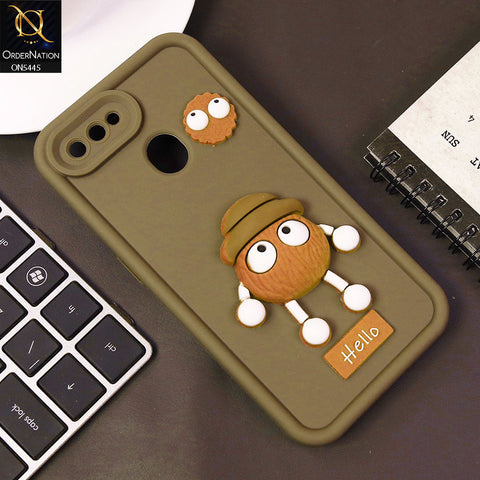 Oppo A12s Cover - Brown - Cute 3D Cartoon Soft Case