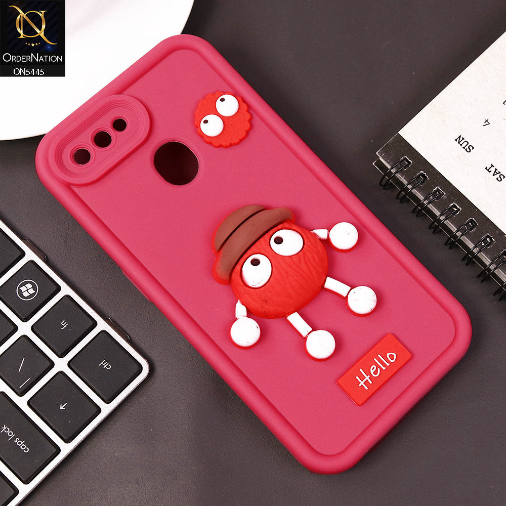 Oppo A5s Cover - Dark Pink - Cute 3D Cartoon Soft Case