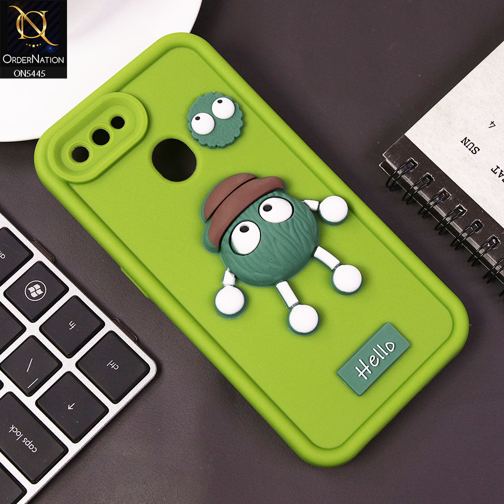 Oppo A12 Cover - Light Green - Cute 3D Cartoon Soft Case