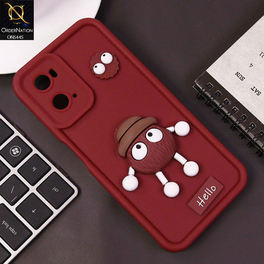 Oppo A36 Cover - Maroon - Cute 3D Cartoon Soft Case