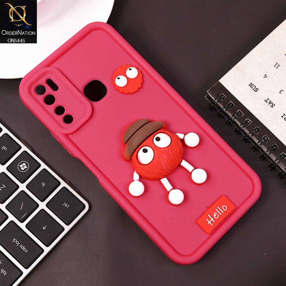 Tecno Spark 5 pro Cover - Dark Pink - Cute 3D Cartoon Soft Case