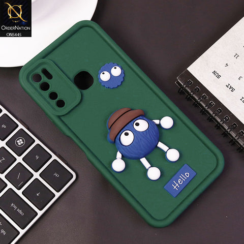 Tecno Camon 15 Cover - Green - Cute 3D Cartoon Soft Case