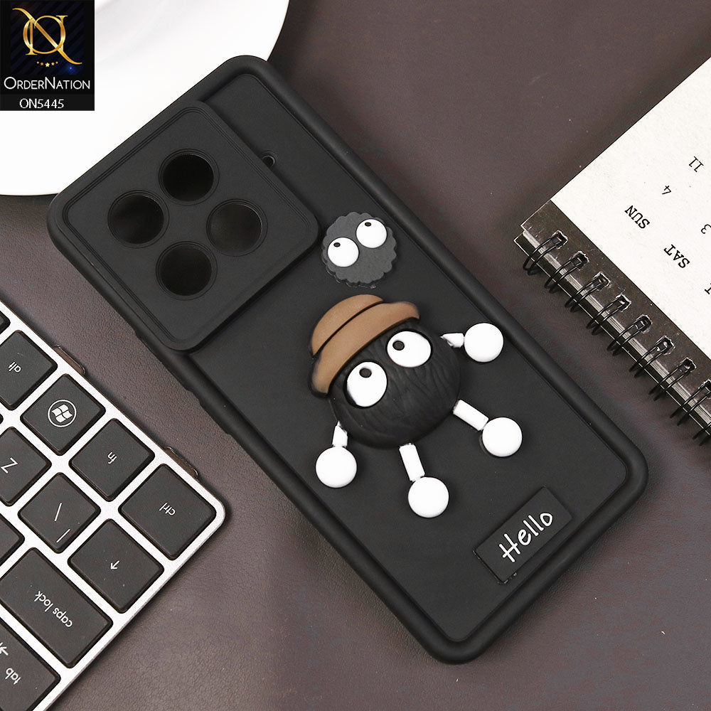 Tecno Camon 30S Cover - Black - Cute 3D Cartoon Soft Case