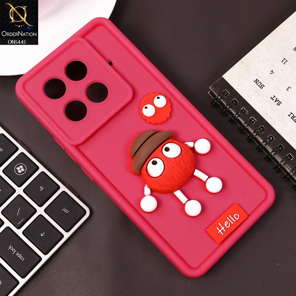 Tecno Camon 30S Cover - Dark Pink - Cute 3D Cartoon Soft Case