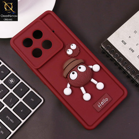Tecno Camon 30S Cover - Maroon - Cute 3D Cartoon Soft Case