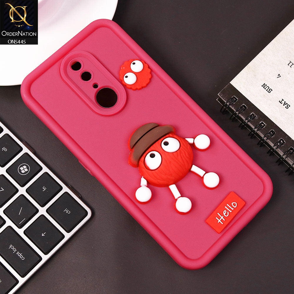 Oppo F11 Cover - Dark Pink - Cute 3D Cartoon Soft Case
