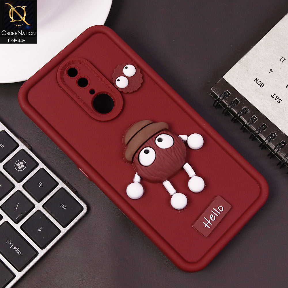 Oppo A9 / A9x Cover - Maroon - Cute 3D Cartoon Soft Case