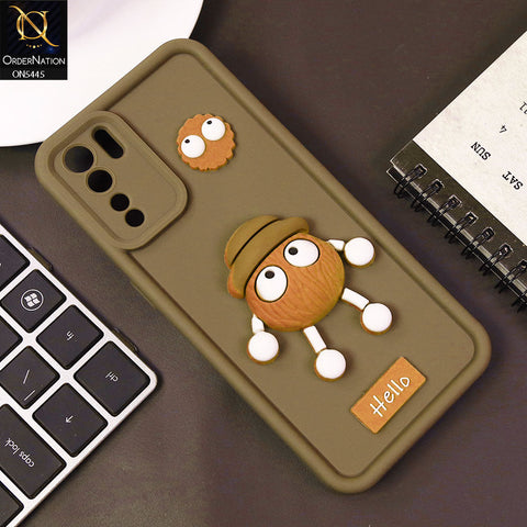 Oppo Reno 3 Cover - Brown - Cute 3D Cartoon Soft Case