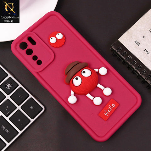 Oppo A91 Cover - Dark Pink - Cute 3D Cartoon Soft Case