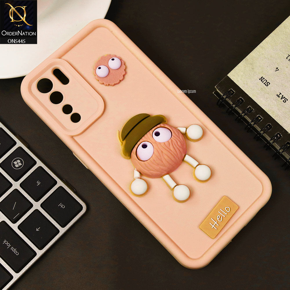 Oppo F15 Cover - Light Pink - Cute 3D Cartoon Soft Case