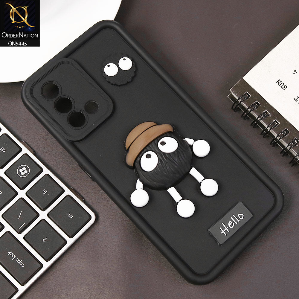 Oppo F19 Cover - Black - Cute 3D Cartoon Soft Case