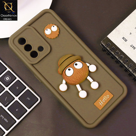 Oppo A95 Cover - Brown - Cute 3D Cartoon Soft Case