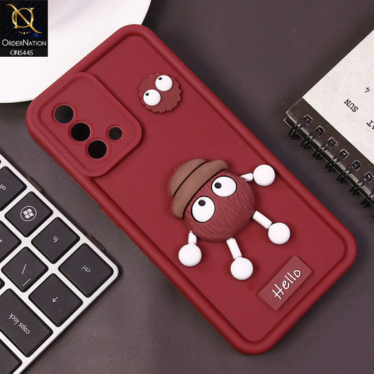 Oppo A74 Cover - Maroon - Cute 3D Cartoon Soft Case