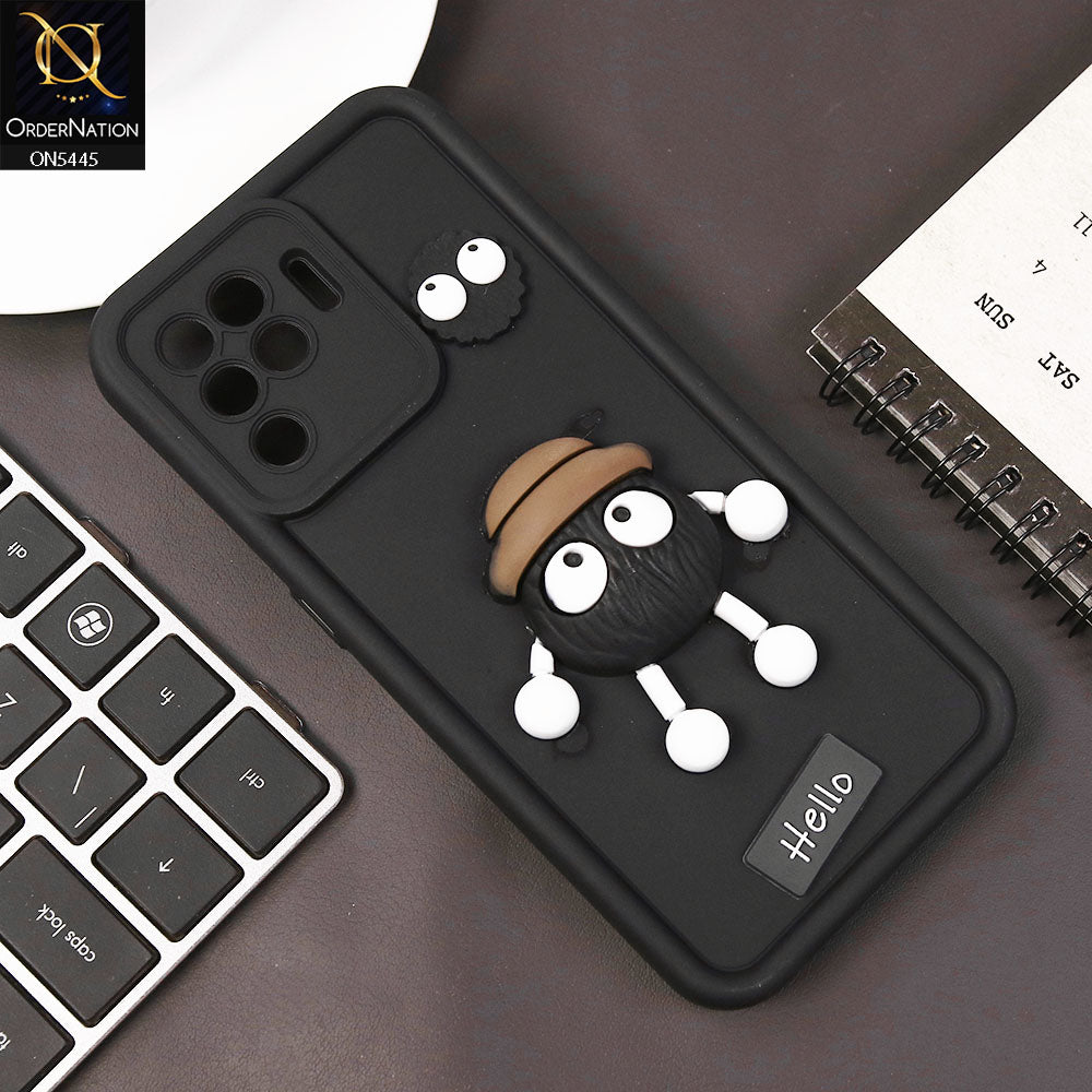 Oppo F19 Pro Cover - Black - Cute 3D Cartoon Soft Case