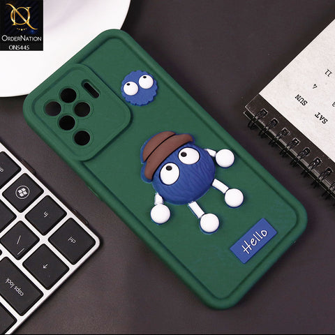 Oppo F19 Pro Cover - Green - Cute 3D Cartoon Soft Case