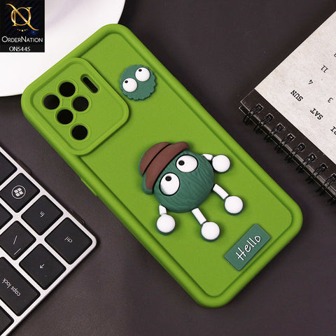 Oppo F19 Pro Cover - Light Green - Cute 3D Cartoon Soft Case