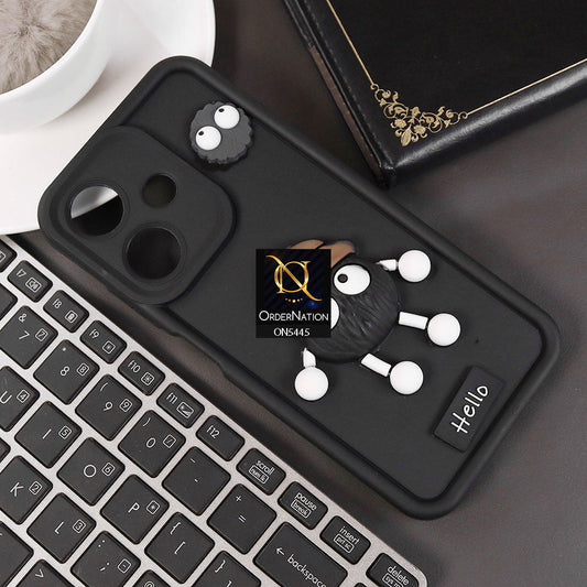 Infinix Hot 30i Cover - Black - Cute 3D Cartoon Soft Case