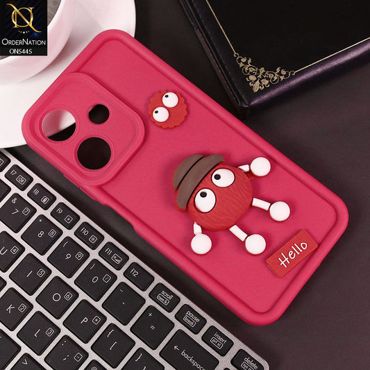 Infinix Hot 30i Cover - Dark Pink - Cute 3D Cartoon Soft Case