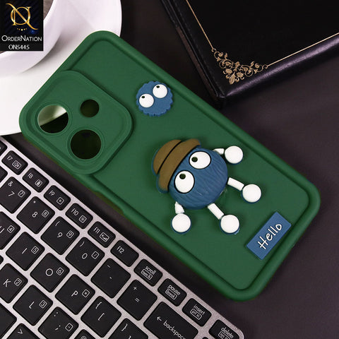 Infinix Hot 30i Cover - Green - Cute 3D Cartoon Soft Case