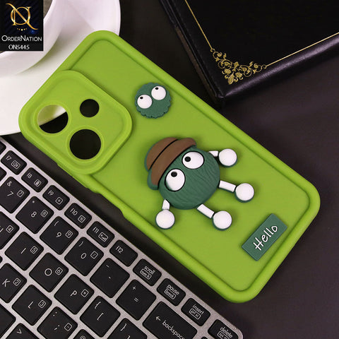 Infinix Hot 30i Cover - Light Green - Cute 3D Cartoon Soft Case
