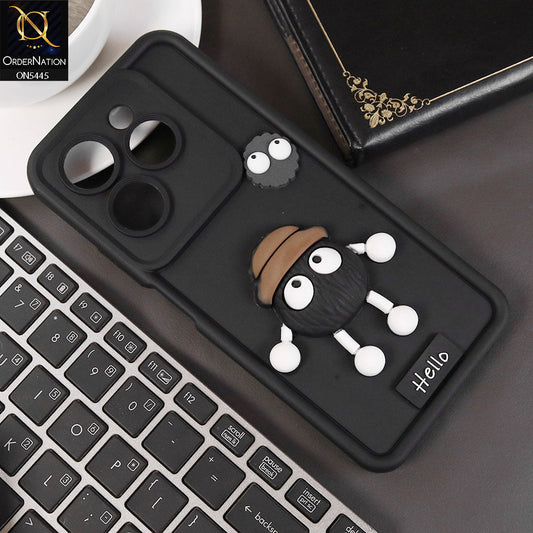 Infinix Hot 40 Cover - Black - Cute 3D Cartoon Soft Case