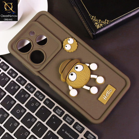 Infinix Hot 40 Cover - Brown - Cute 3D Cartoon Soft Case