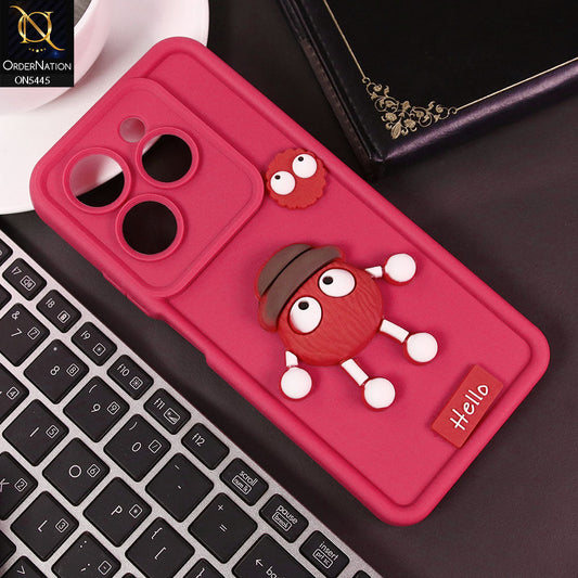 Infinix Hot 40 Cover - Dark Pink - Cute 3D Cartoon Soft Case
