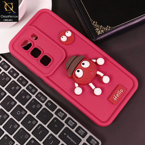 Infinix Hot 50 4G Cover - Dark Pink - Cute 3D Cartoon Soft Case