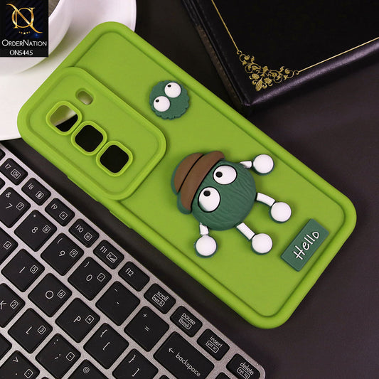 Infinix Hot 50 4G Cover - Light Green - Cute 3D Cartoon Soft Case