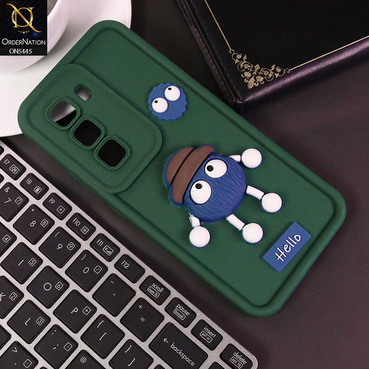 Infinix Hot 50 Pro Cover - Green - Cute 3D Cartoon Soft Case