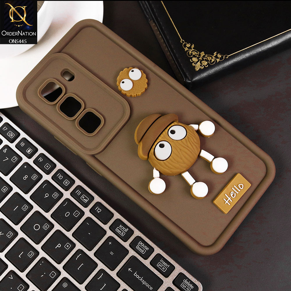 Infinix Hot 50 Pro Plus Cover - Brown - Cute 3D Cartoon Soft Case