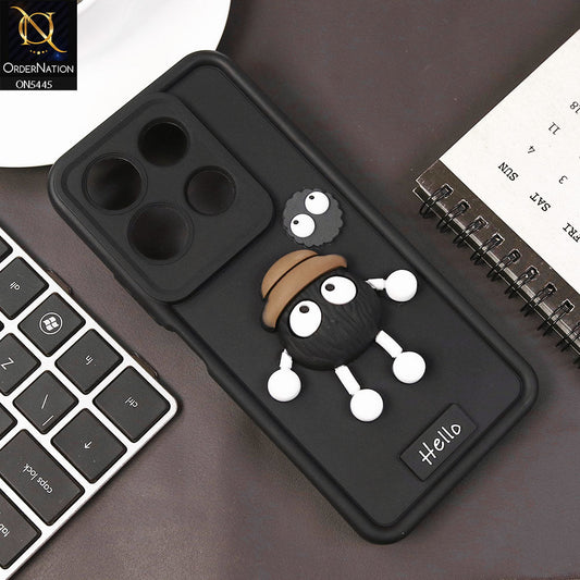 Infinix Note 30 Cover - Black - Cute 3D Cartoon Soft Case