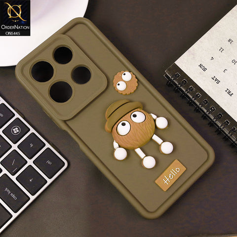 Infinix Note 30 Cover - Brown - Cute 3D Cartoon Soft Case