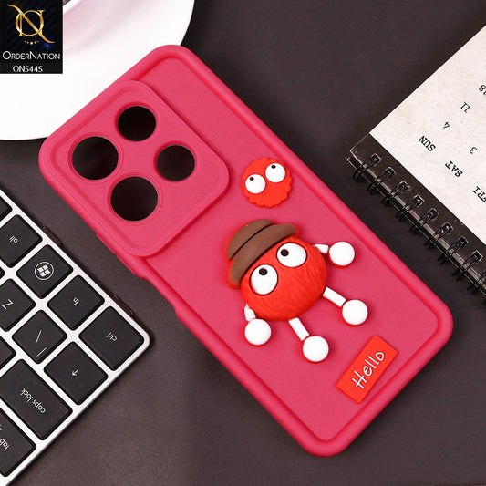 Infinix Note 30 Cover - Dark Pink - Cute 3D Cartoon Soft Case