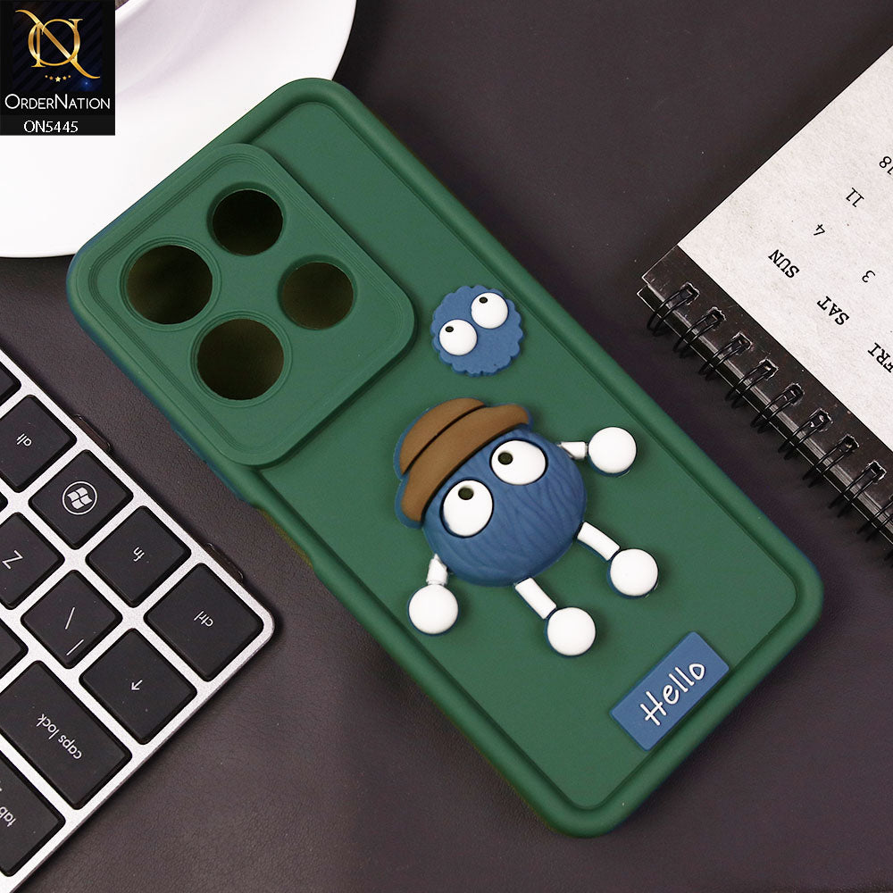 Infinix Note 30 Cover - Green - Cute 3D Cartoon Soft Case
