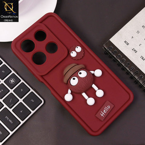 Infinix Note 30 Cover - Maroon - Cute 3D Cartoon Soft Case
