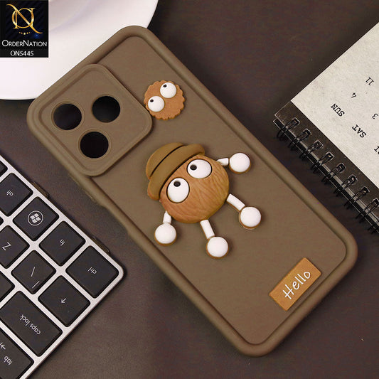 Infinix Note 50 Pro 4G Cover - Brown - Cute 3D Cartoon Soft Case