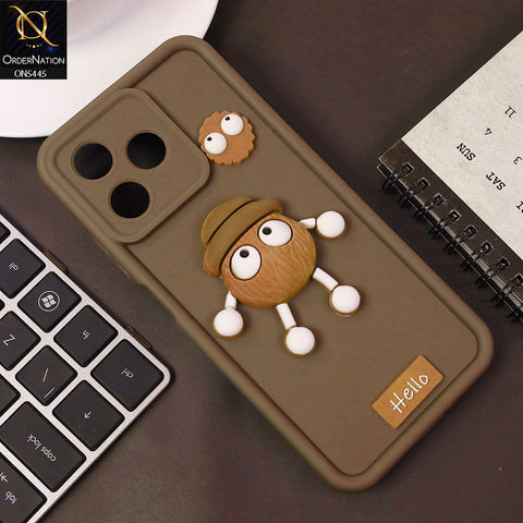 Realme Note 50 Cover - Brown - Cute 3D Cartoon Soft Case