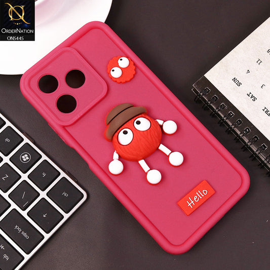 Infinix Note 50 Pro 4G Cover - Dark Pink - Cute 3D Cartoon Soft Case