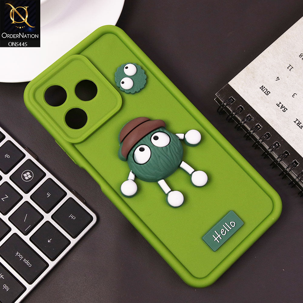 Realme Note 50 Cover - Light Green - Cute 3D Cartoon Soft Case